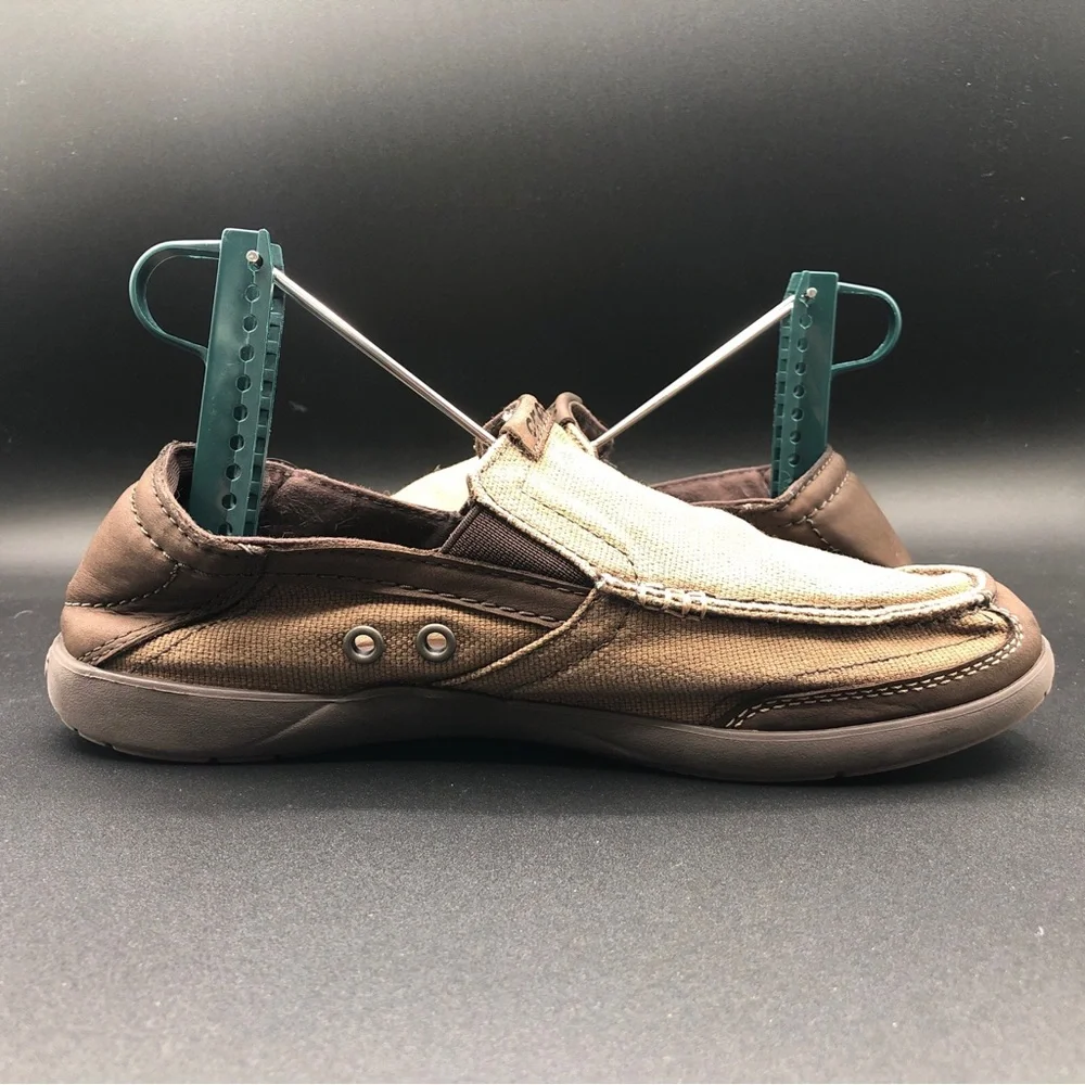 Crocs Walu Luxe Canvas Loafers Slip-On Casual Brown Shoes‎ 203473 Men's Size 7